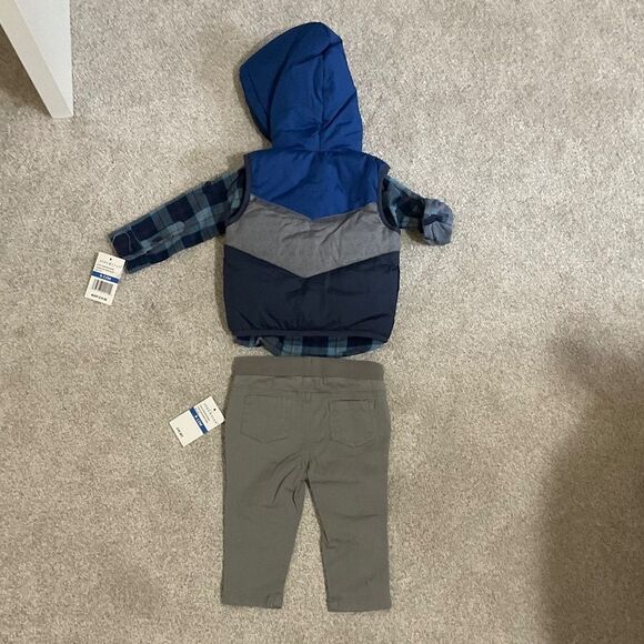 Andy and Evan infant boys 2pc Hooded Puffer Vest Shirt and Pants set 9-12M - Picture 7 of 16